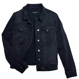 PROSPERITY DISTRESSED OMBRE CHARCOAL DENIM JACKET CROP UPSCALE CLASSIC MEDIUM